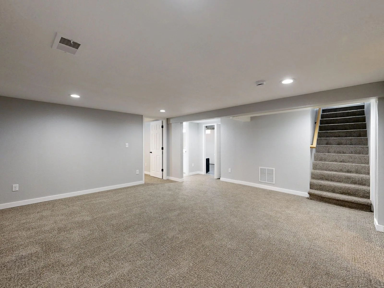 Finished basement living space by a Bellevue-area remodeler