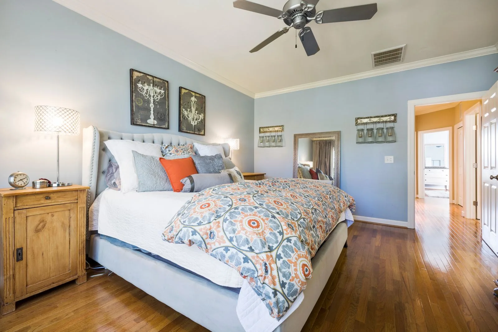 Remodeled bedroom with a calm, modern design
