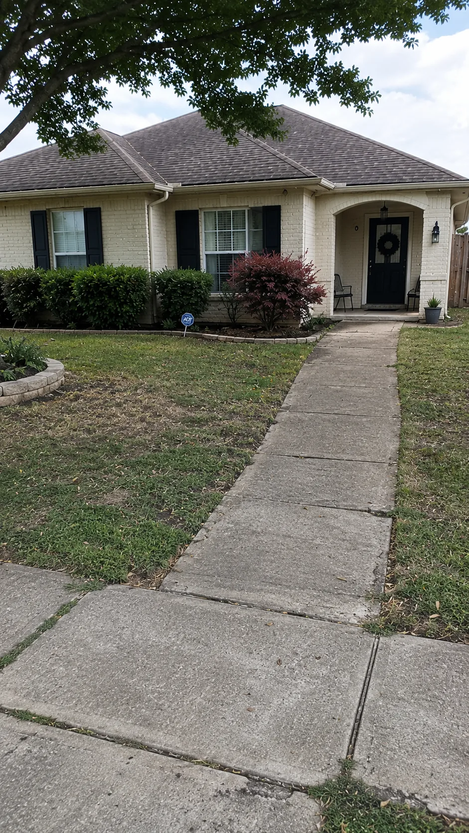 Wide concrete patio with clean joint lines