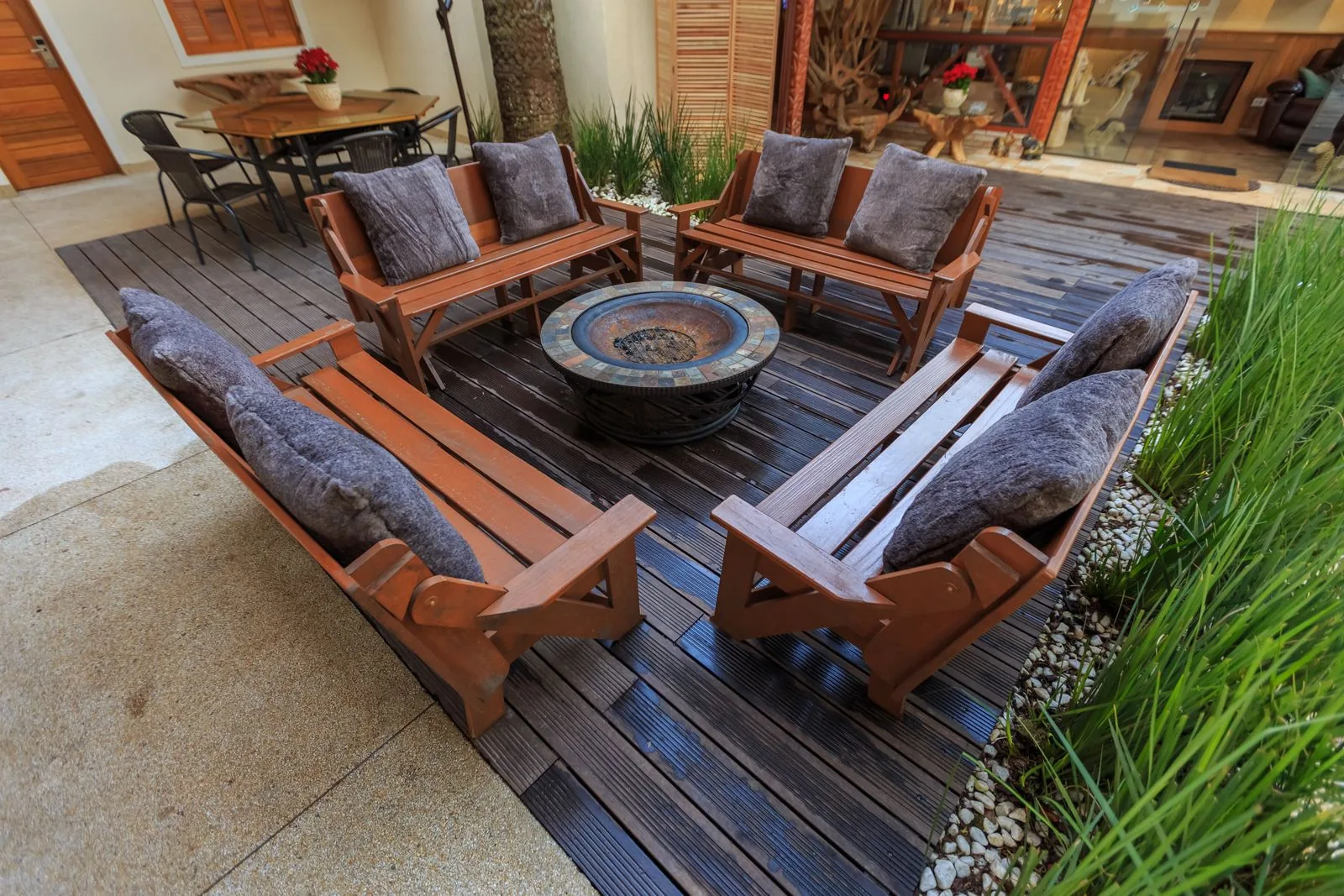 Backyard deck and patio with clean, modern finishes