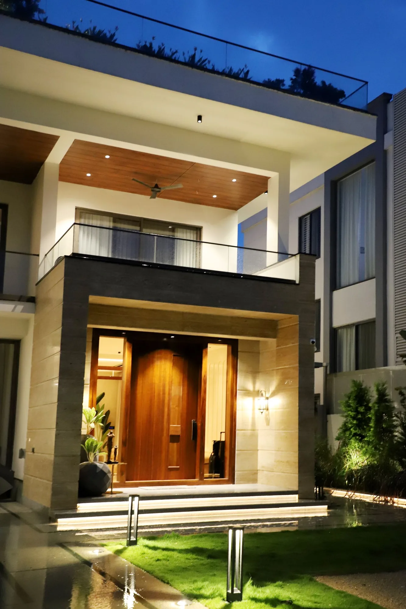 Modern home facade after a full remodel