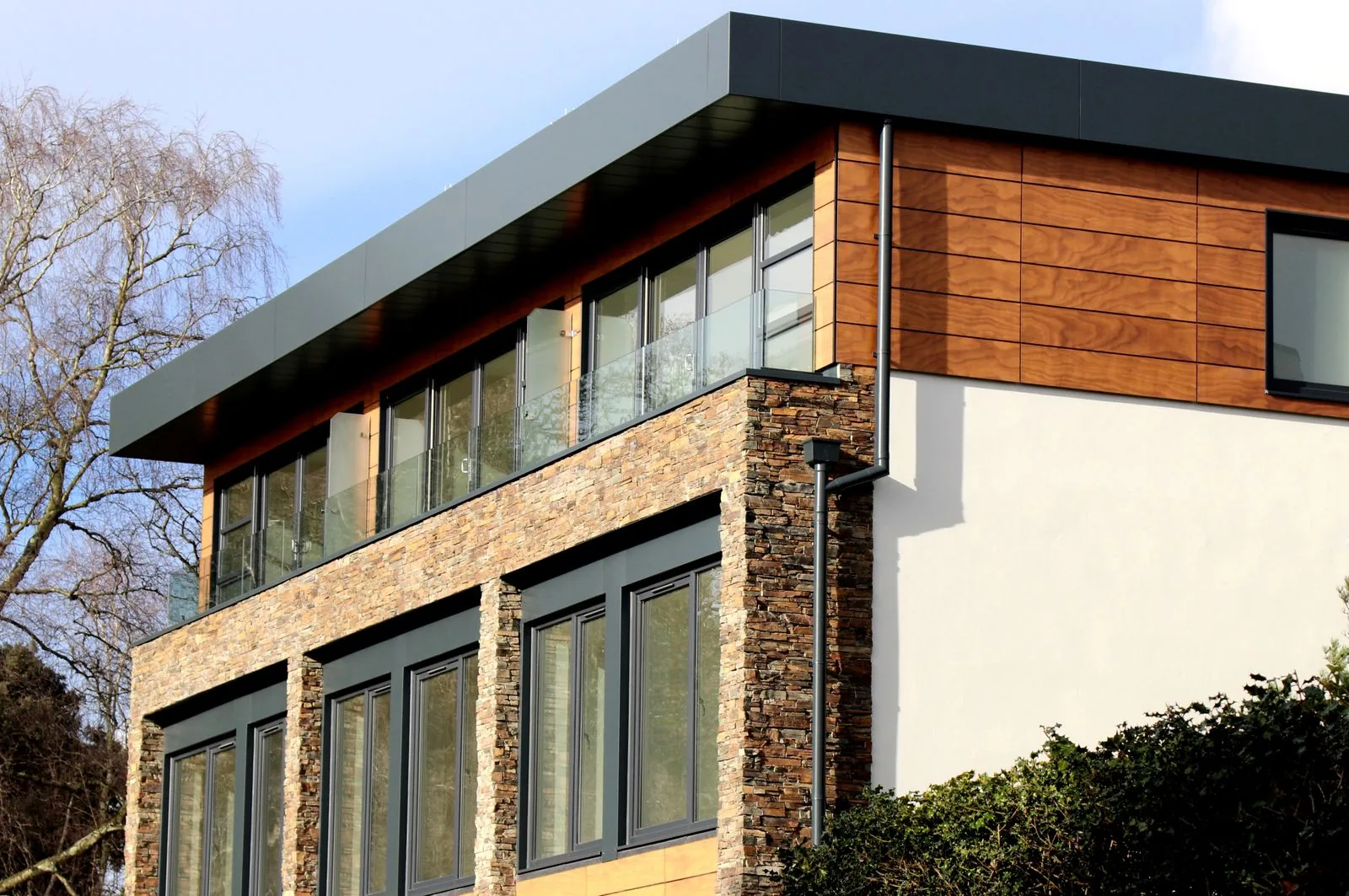 Modern home facade with clean, modern finishes