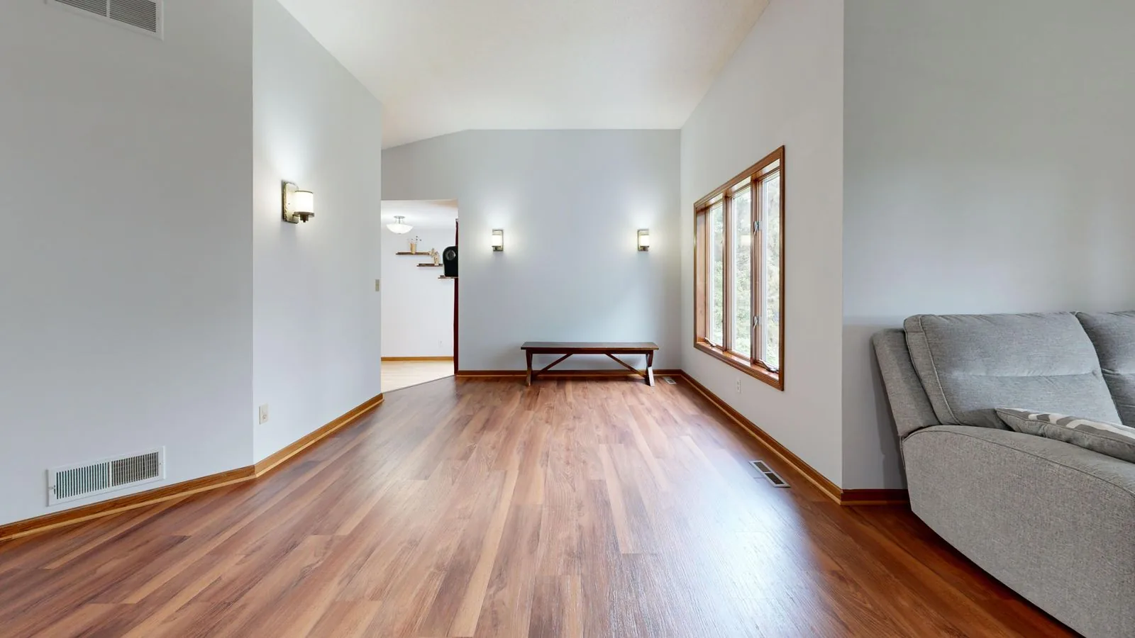 Room with newly installed hardwood flooring in a Pacific Northwest home