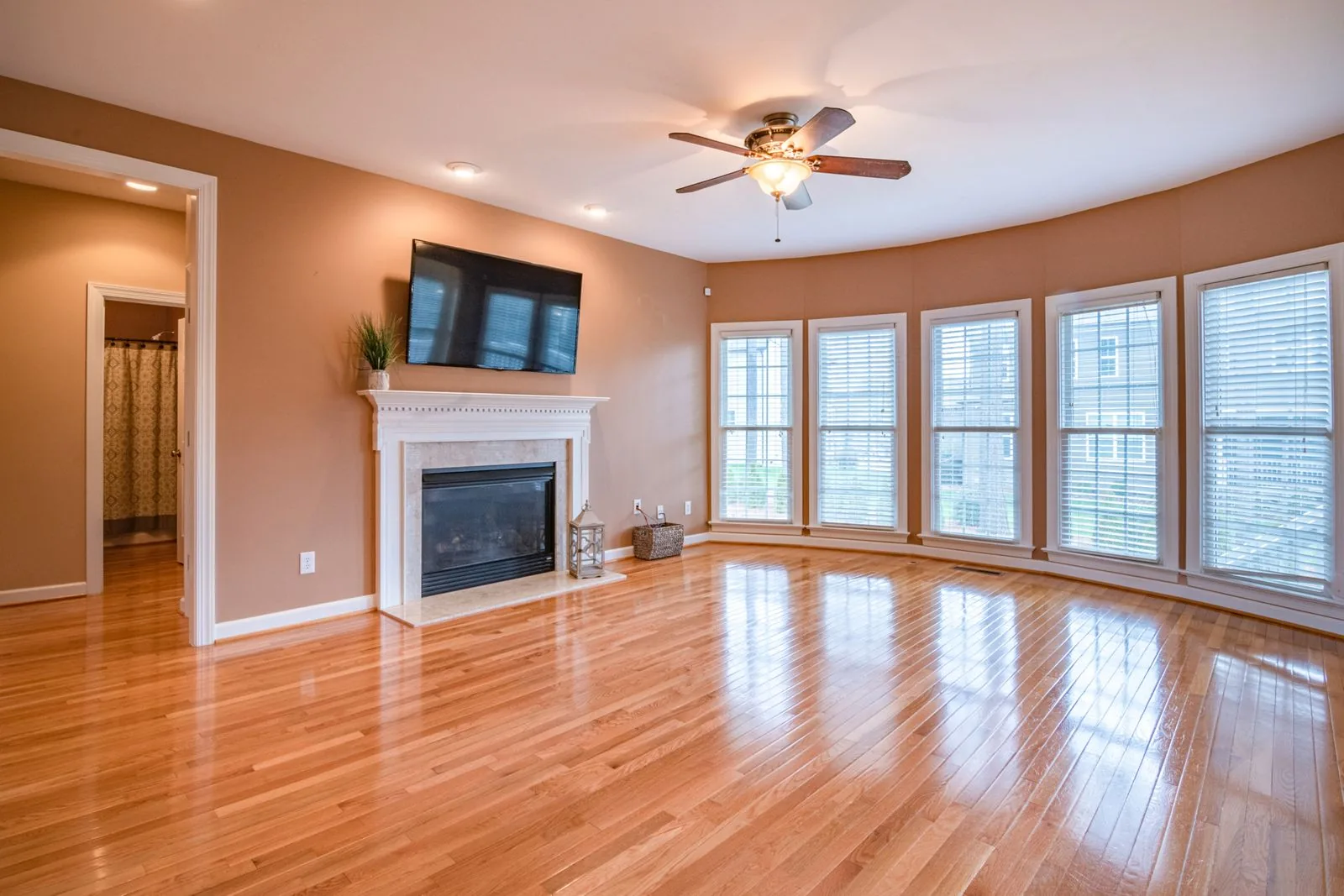 Room with newly installed hardwood flooring