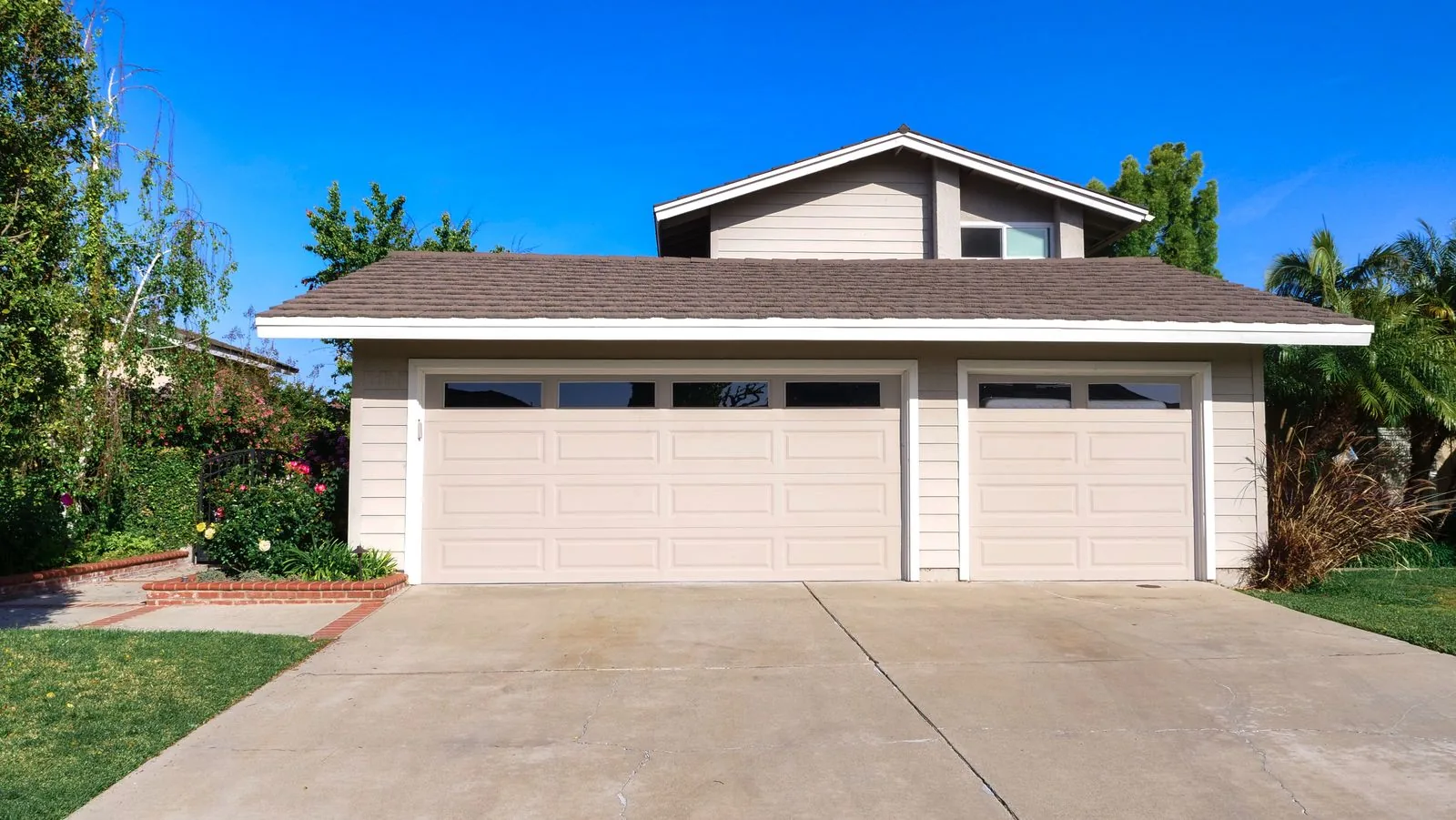 Attached residential garage exterior