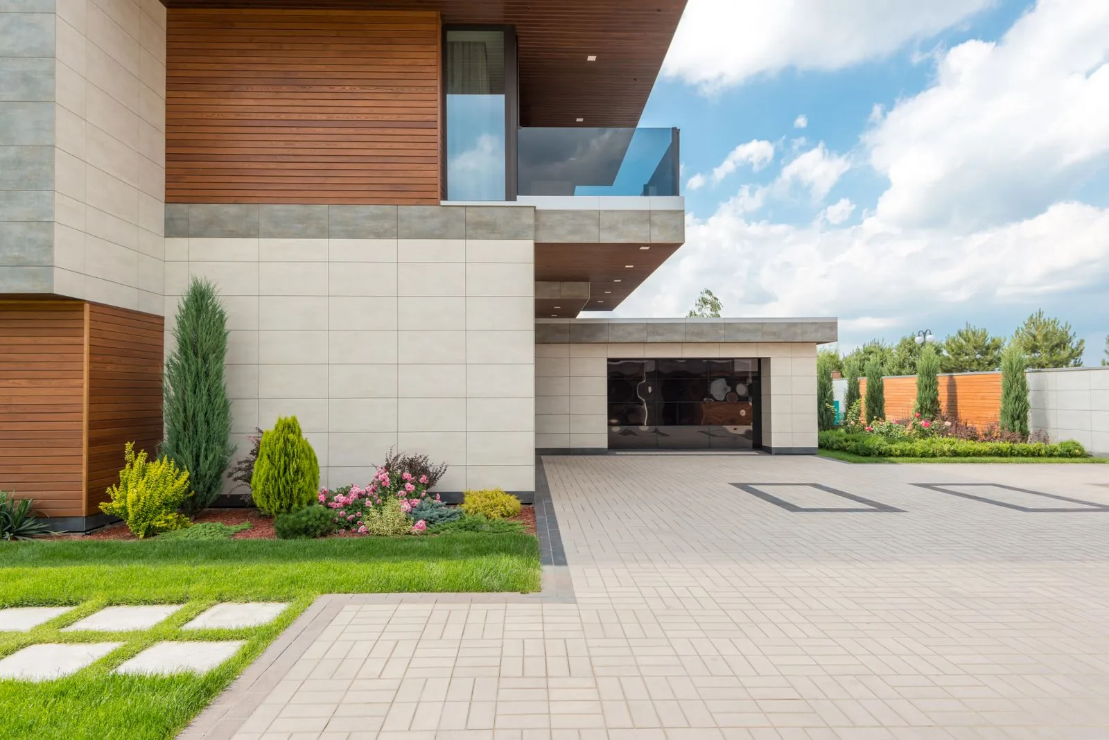 Attached residential garage exterior with clean, modern finishes