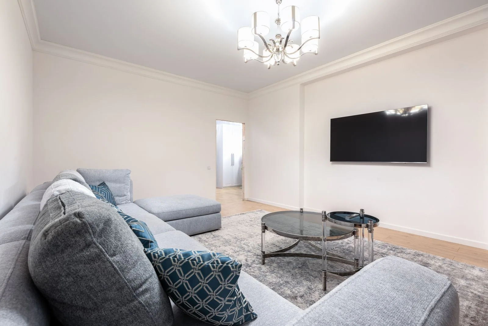 Remodeled living room with natural light