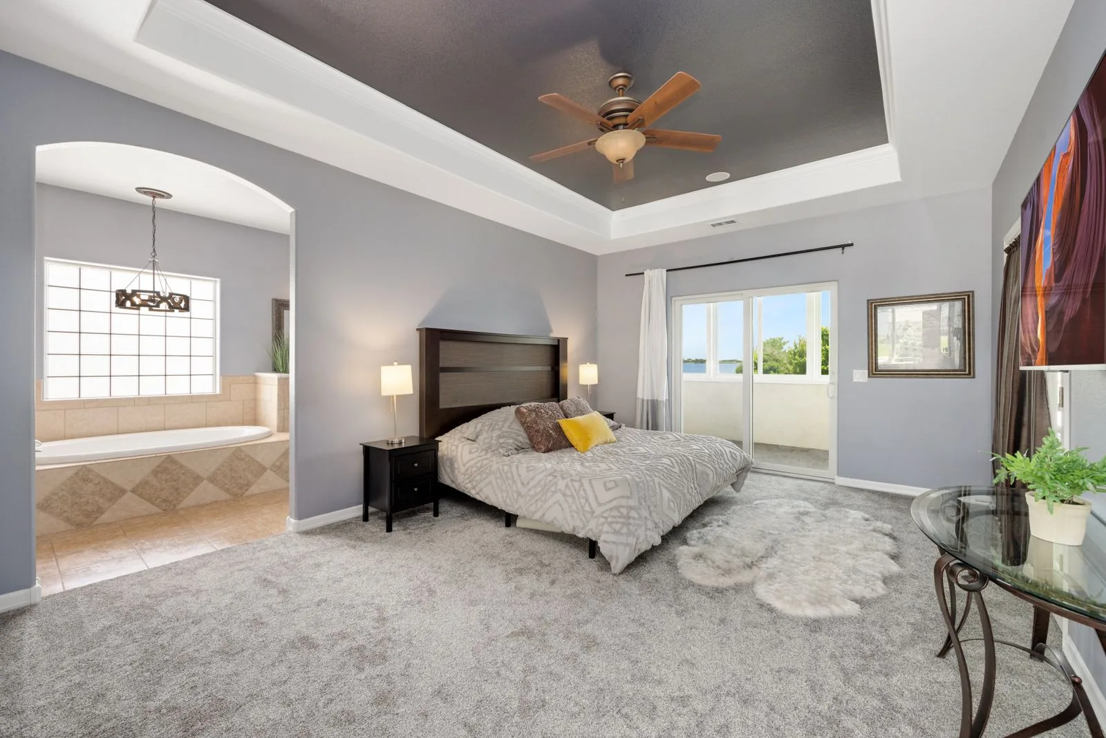 Luxury master suite bedroom by a Bellevue-area remodeler