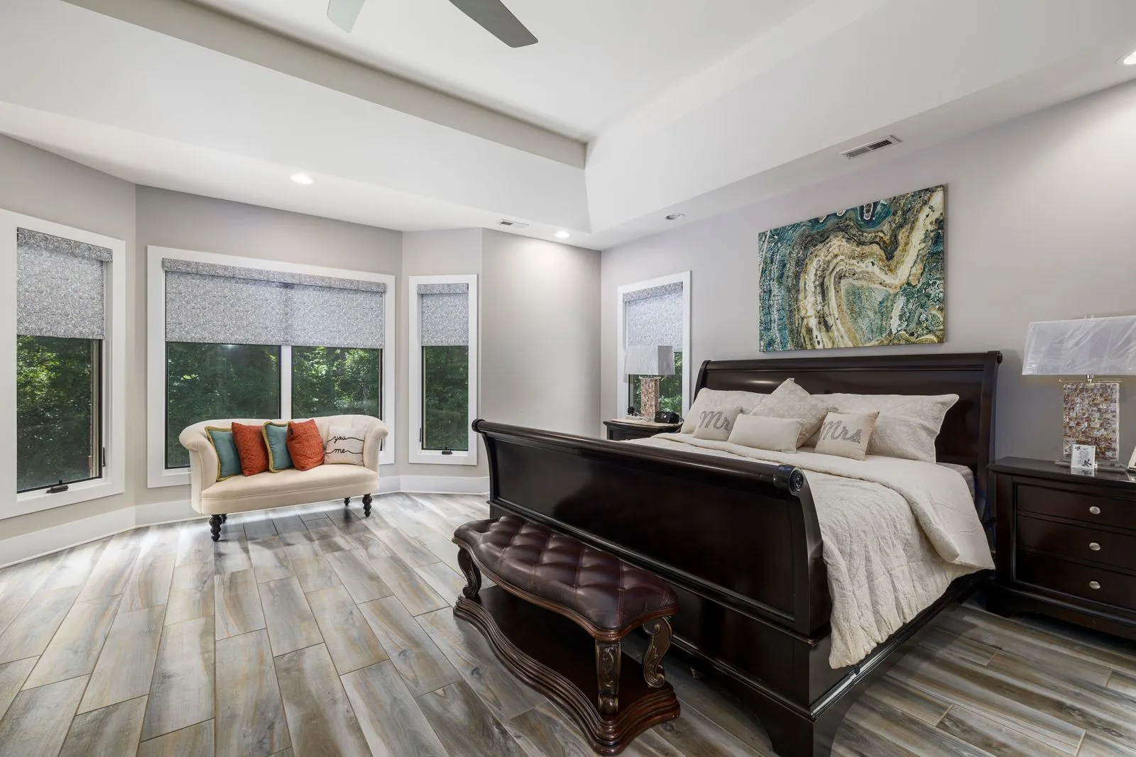 Luxury master suite bedroom in a Pacific Northwest home