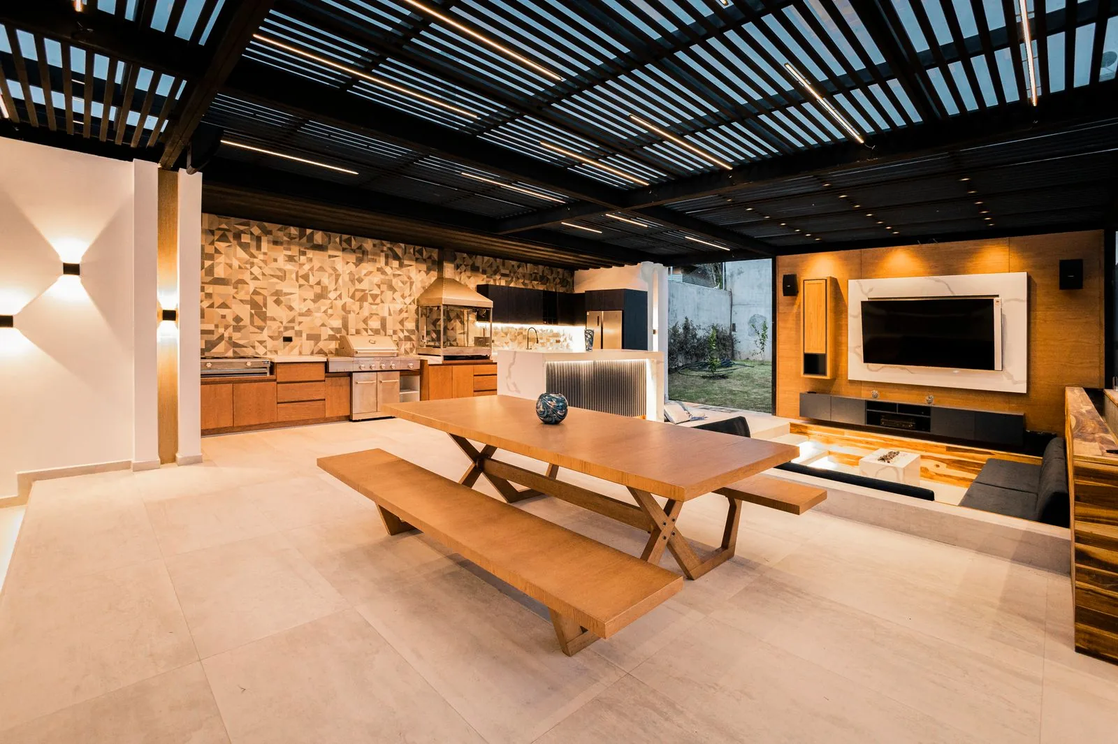 Furnished outdoor living space with a timeless design