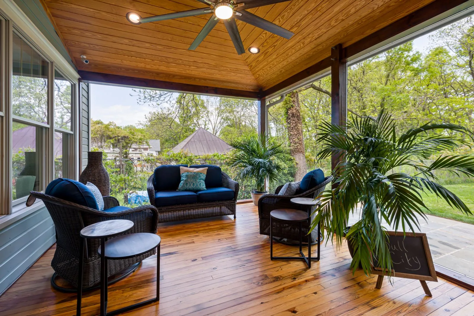 Furnished outdoor living space in a Pacific Northwest home