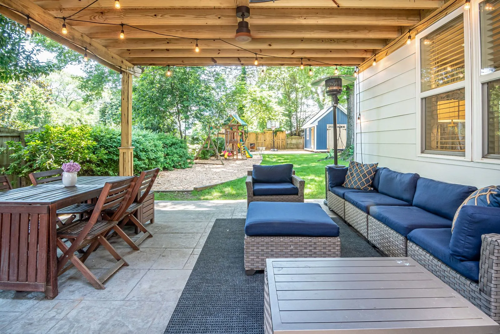 Paver patio with natural light