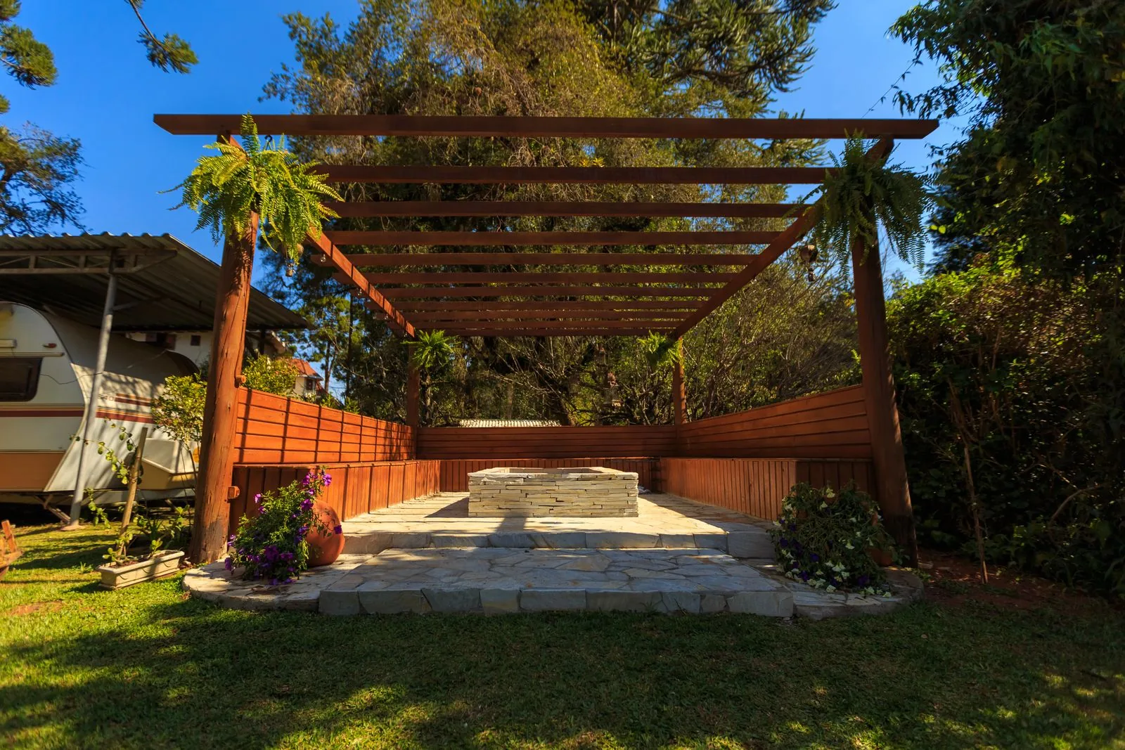 Backyard pergola