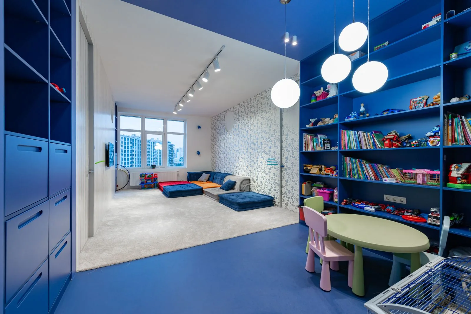 Bright kids playroom with premium materials