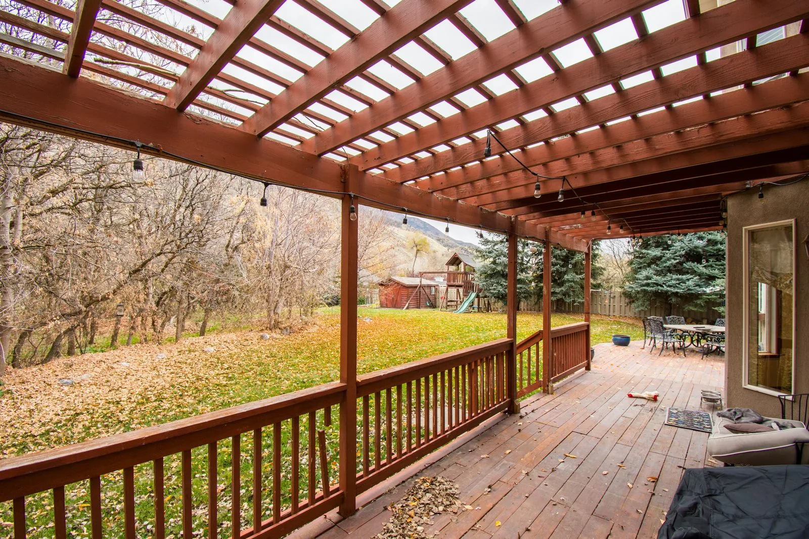 Custom wood deck with natural light
