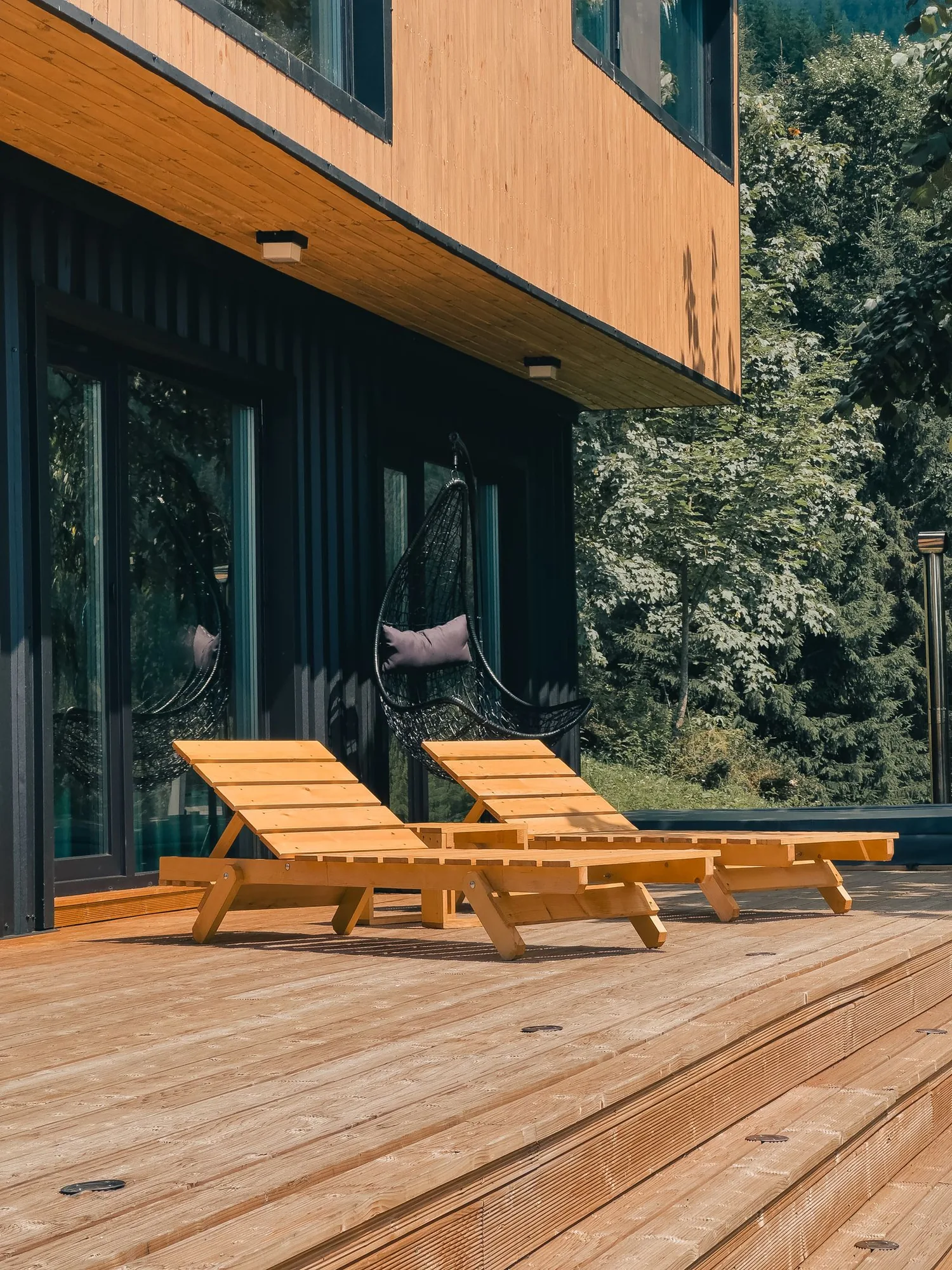 Custom wood deck in a Pacific Northwest home
